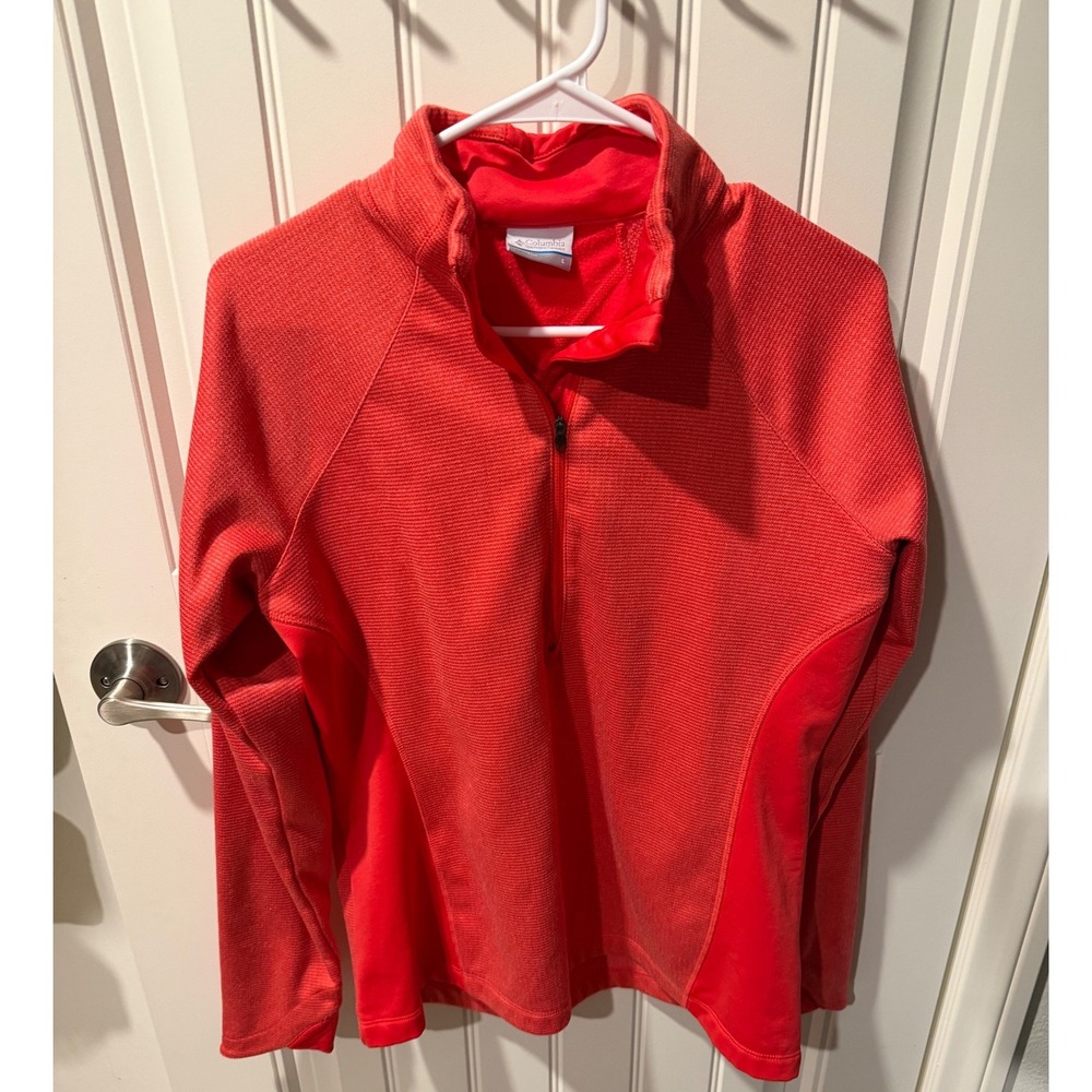 Columbia Womens Red Quarter Zip Fleece Pullover Textured Active Top XL6018 L
